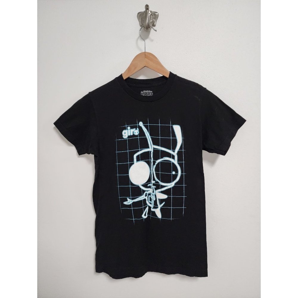 Invader Zim black neon blue Gir short sleeve T-shirt S